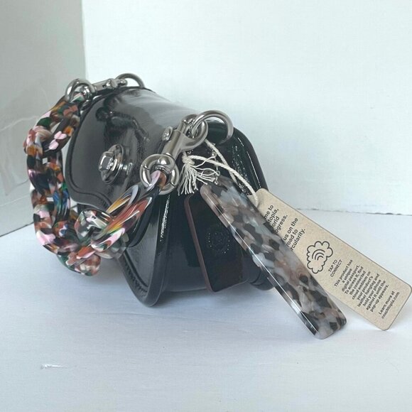 Coach Mini Wavy Dinky Bag Crinkle Patent Coachtopia Black Leather CQ853 - Picture 6 of 14